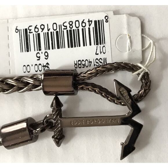 EDDIE BORGO MENS ANCHOR Sterling Silver 925 BRACELET $400 NWT - Picture 3 of 5